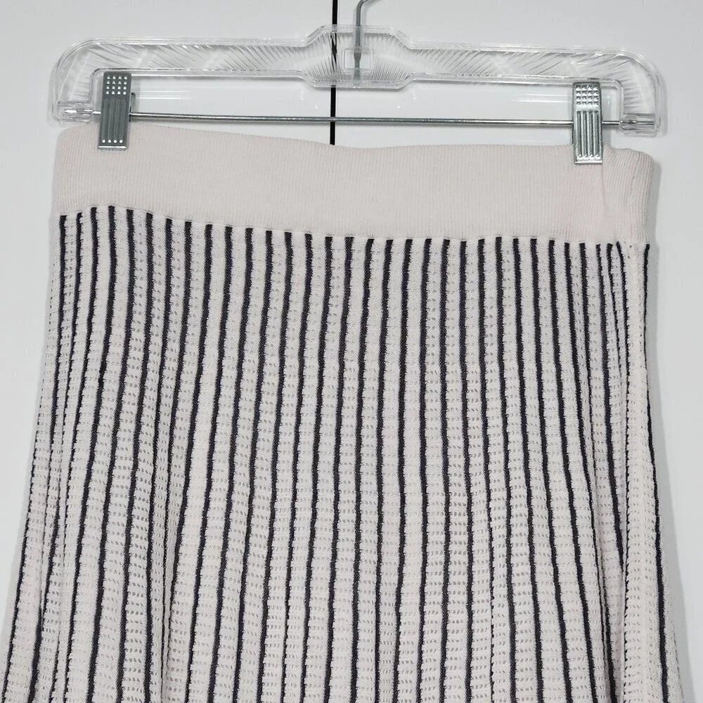 Club Monaco Knit Midi Striped Pattern Skirt Size M Navy/White